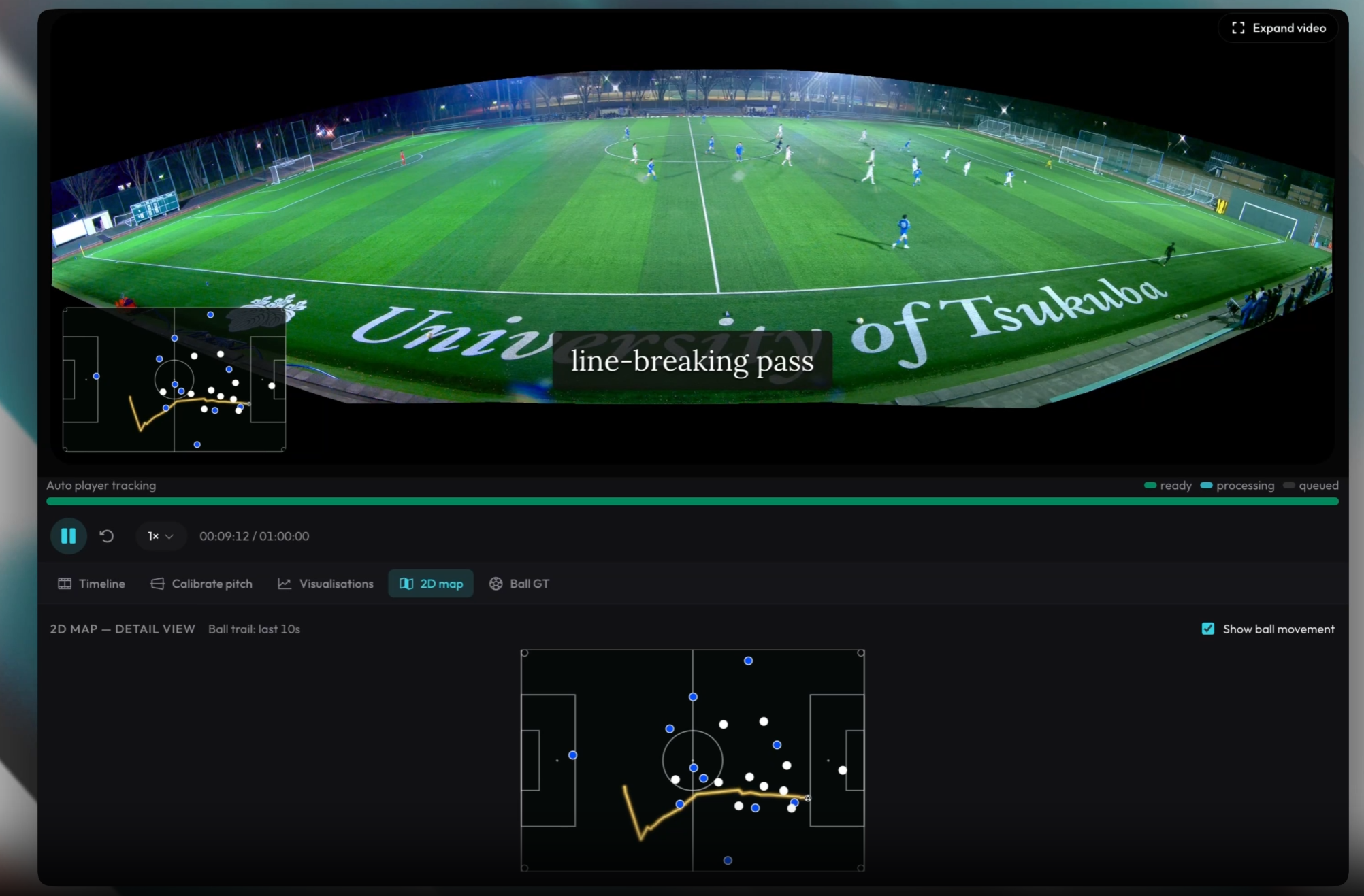 PitchSight — tactical map with position tracking